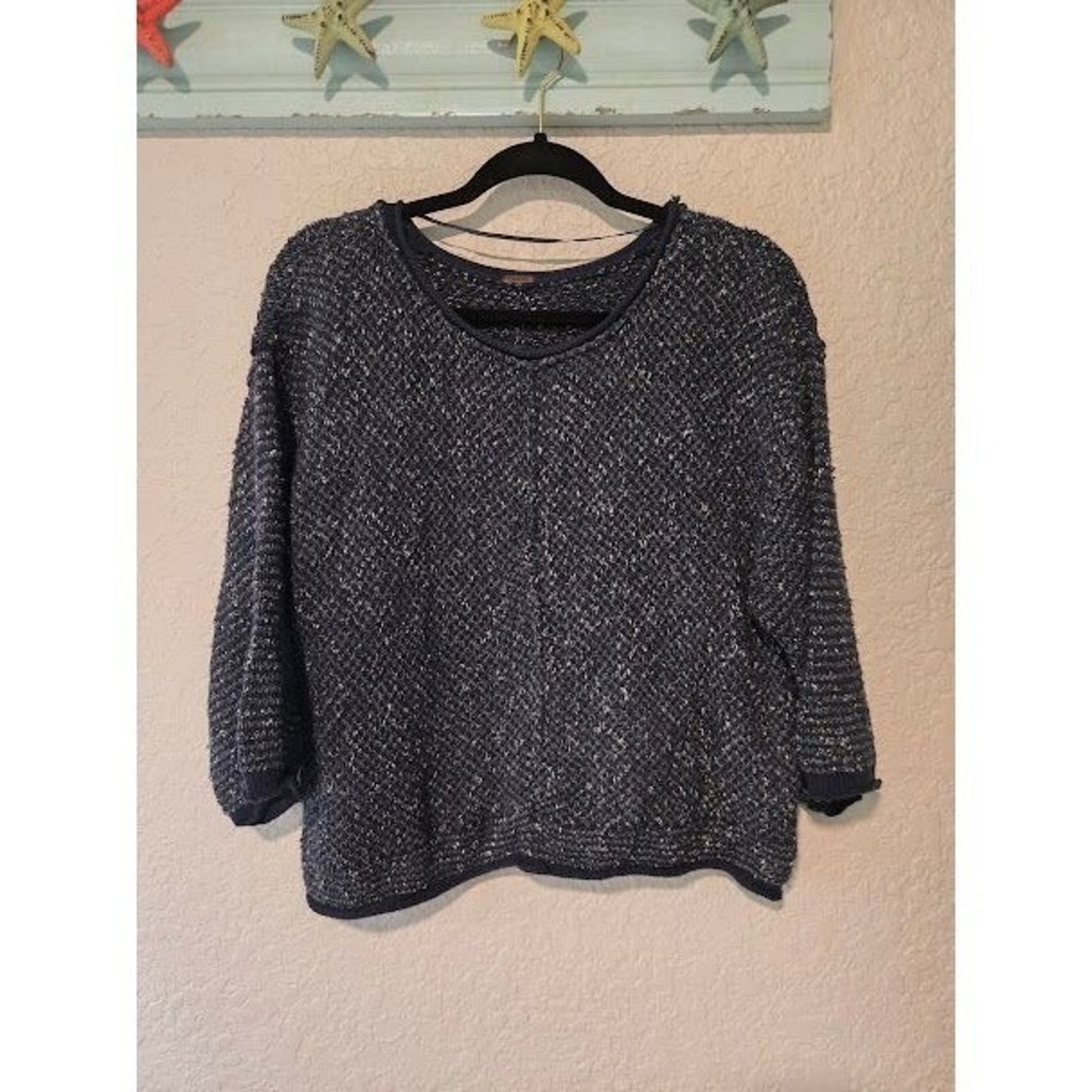 Free People White & Blue Knit Sweater